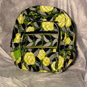 Vera Bradley Black and Yellow Leafy Backpack